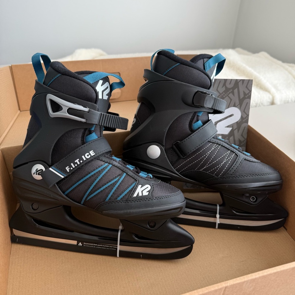 K2 F.I.T. Ice Ice Skates, Black and Blue, US Men's Size 6 or US Women's Size 7